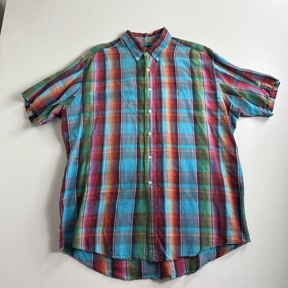 Polo Ralph Lauren Shirt Men’s Size XL Plaid Custom Fit Linen Blend Button Down - Picture 1 of 9